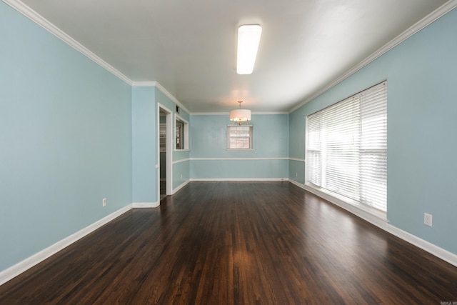 124 Hiawatha Dr, Little Rock, AR 72211 - empty room featuring dark wood-style flooring, baseboards, and crown molding