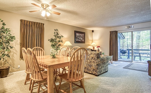 20 Cortez Way, Hot Springs Village, AR 71909 - carpeted dining space with a textured ceiling and ceiling fan