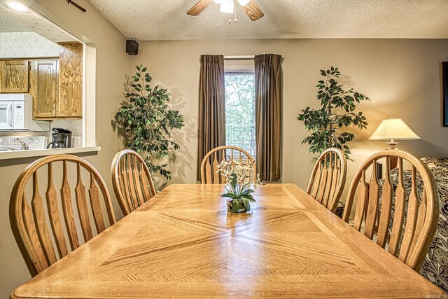 20 Cortez Way, Hot Springs Village, AR 71909 - dining space featuring a textured ceiling and a ceiling fan