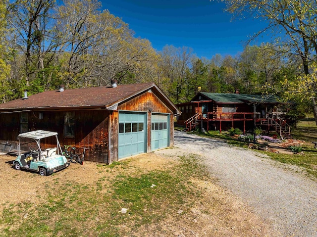 view of detached garage
