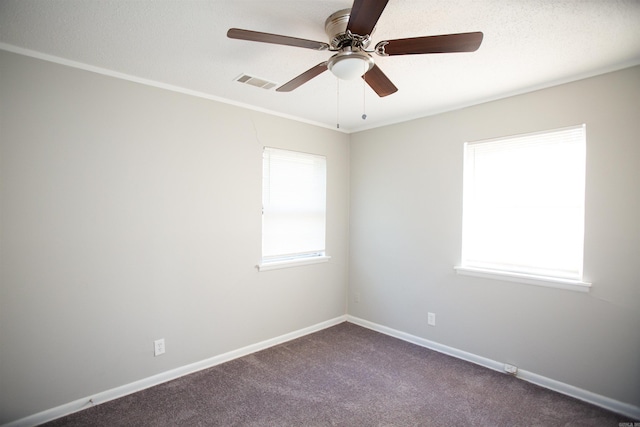 7204 W Wakefield Dr, Little Rock, AR 72209 - unfurnished room with dark carpet, ceiling fan, baseboards, and visible vents