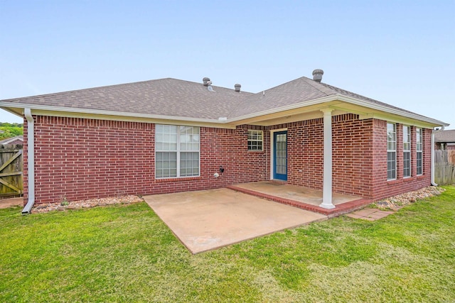 2540 Gladiola, Conway, AR 72034 - rear view of property featuring a patio area, roof with shingles, fence, and a lawn
