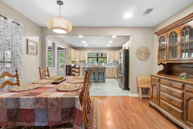 16 Valley Rd, Cabot, AR 72023 - dining space with light wood-style flooring, visible vents, and recessed lighting