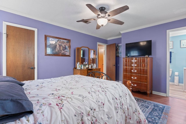 16 Valley Rd, Cabot, AR 72023 - bedroom featuring ornamental molding, ceiling fan, wood finished floors, and baseboards