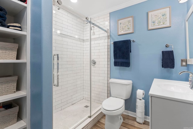 16 Valley Rd, Cabot, AR 72023 - full bath with toilet, a shower stall, vanity, and wood finished floors