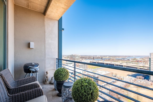 balcony with a view of city