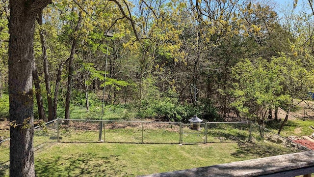 1012 Fairwater Cir, Horseshoe Bend, AR 72512 - view of yard featuring a view of trees, fence, and a gate