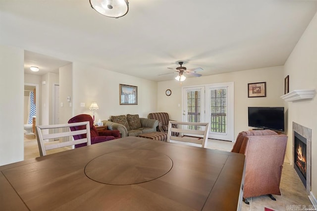 1100 Woodlawn Ave Unit K-61, Hot Springs, AR 71913 - dining area with a tiled fireplace and a ceiling fan