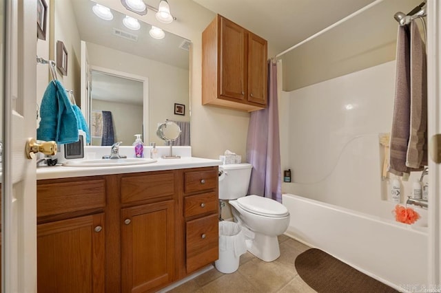 1100 Woodlawn Ave Unit K-61, Hot Springs, AR 71913 - full bathroom featuring vanity, tile patterned floors, shower / bath combination with curtain, toilet, and visible vents