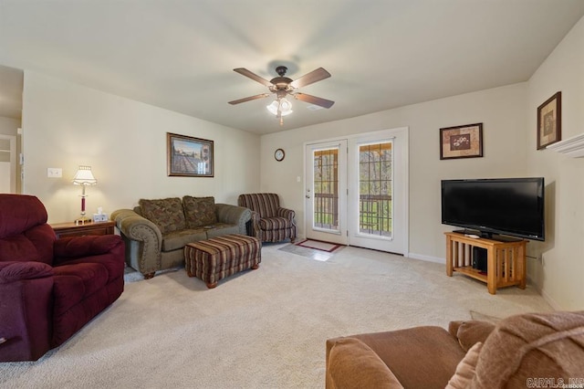 1100 Woodlawn Ave Unit K-61, Hot Springs, AR 71913 - carpeted living room featuring baseboards and a ceiling fan