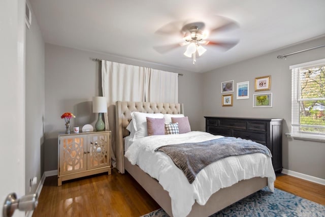 6808 Sandpiper Dr, Little Rock, AR 72205 - bedroom featuring wood finished floors, ceiling fan, baseboards, and visible vents