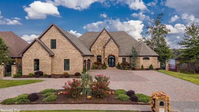 6550 Westminster, Benton, AR 72019 - french country style house with a front yard, fence, decorative driveway, and brick siding