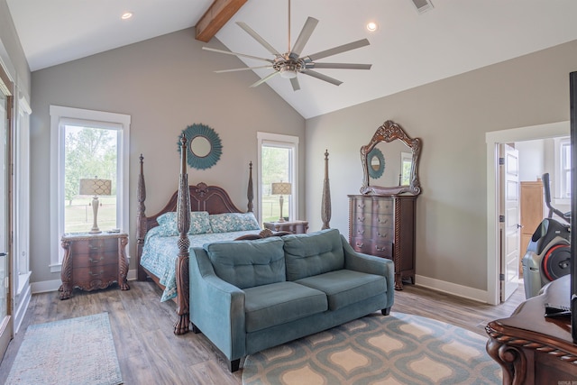 234 Barrett Ln, Cabot, AR 72023 - bedroom featuring beam ceiling, light wood finished floors, and multiple windows