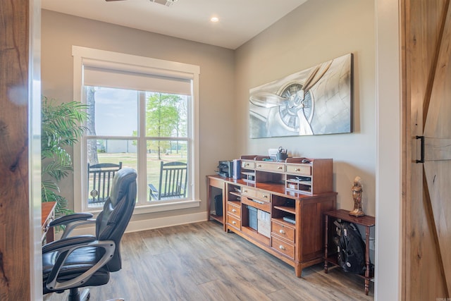 234 Barrett Ln, Cabot, AR 72023 - home office featuring recessed lighting, light wood-style floors, and baseboards