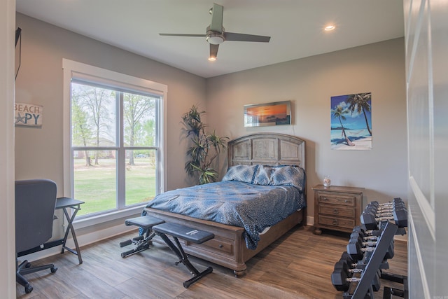 234 Barrett Ln, Cabot, AR 72023 - bedroom with recessed lighting, baseboards, multiple windows, and wood finished floors