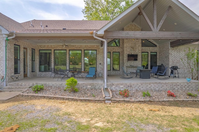 234 Barrett Ln, Cabot, AR 72023 - back of property with a patio area, ceiling fan, and brick siding