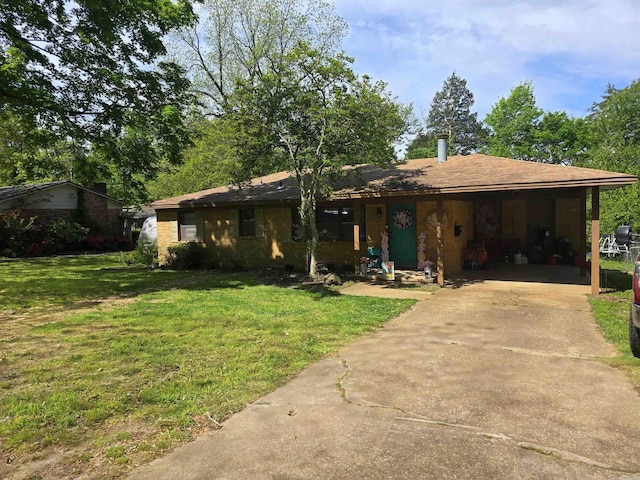 801 Randall Dr, Searcy, AR 72143 - view of front of property with an attached carport, a front yard, and driveway