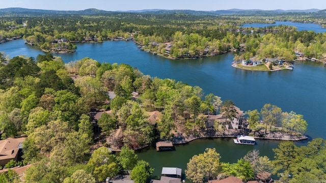 6 Narvaez Way, Hot Springs Village, AR 71909 - aerial view with a water and mountain view and a wooded view