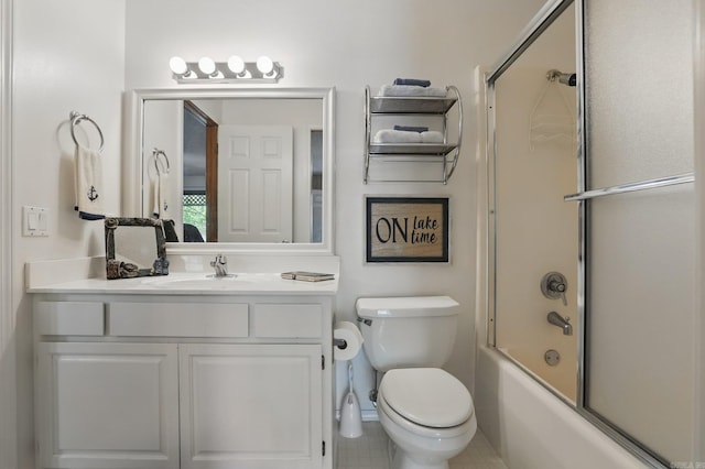6 Narvaez Way, Hot Springs Village, AR 71909 - full bathroom with enclosed tub / shower combo, toilet, vanity, and tile patterned floors