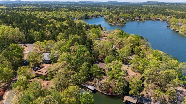 6 Narvaez Way, Hot Springs Village, AR 71909 - aerial view with a wooded view and a water view