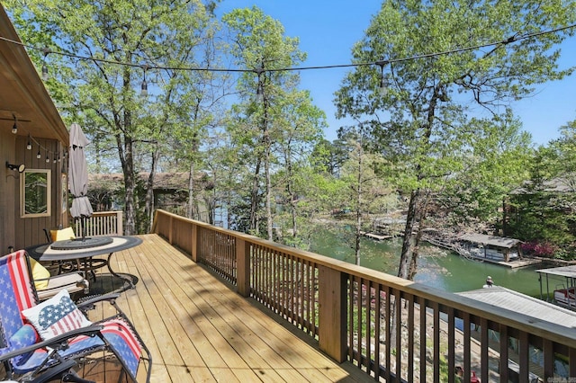 6 Narvaez Way, Hot Springs Village, AR 71909 - wooden deck featuring a boat dock and a water view