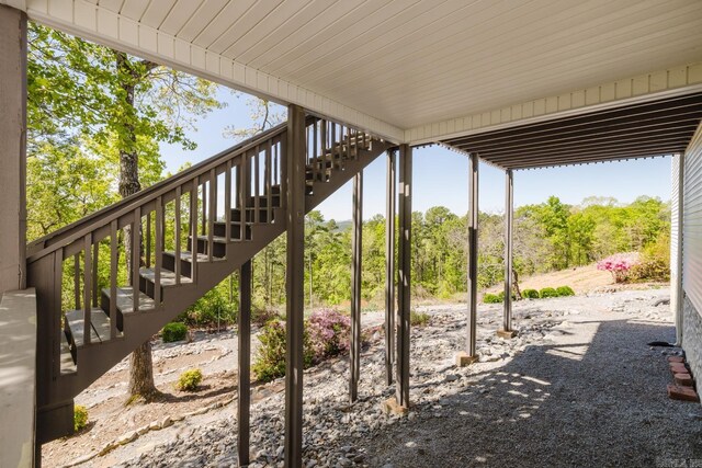 view of patio with stairway