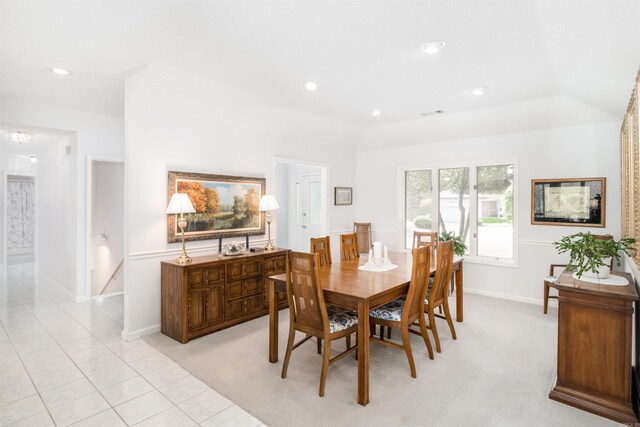 18 Fastota Ln, Hot Springs Village, AR 71909 - dining area with baseboards, light tile patterned flooring, light carpet, and recessed lighting