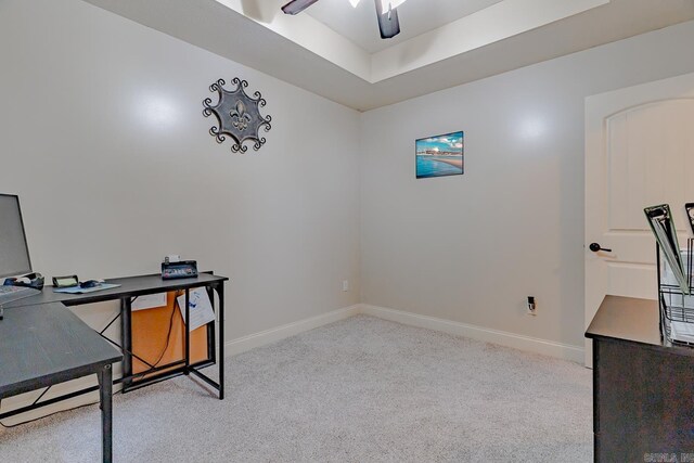 6037 Beaver Creek Ln, Jones Creek, AR 72404 - unfurnished office with baseboards, a ceiling fan, and carpet flooring