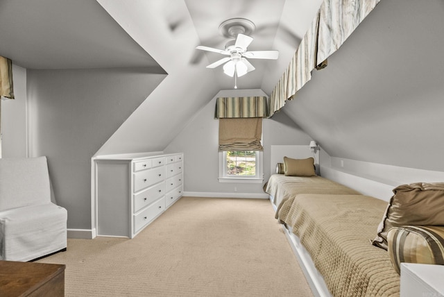5715 Hawthorne Rd, Little Rock, AR 72207 - bedroom with ceiling fan, lofted ceiling, baseboards, and light carpet