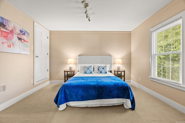 5715 Hawthorne Rd, Little Rock, AR 72207 - carpeted bedroom featuring track lighting, baseboards, and visible vents