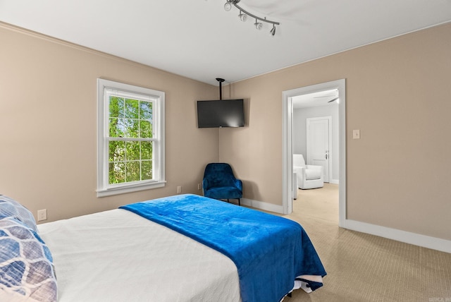 5715 Hawthorne Rd, Little Rock, AR 72207 - carpeted bedroom with track lighting and baseboards