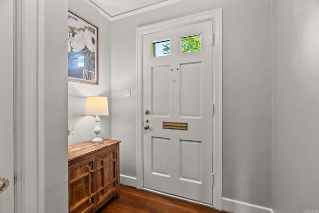 5715 Hawthorne Rd, Little Rock, AR 72207 - foyer with crown molding and dark wood finished floors