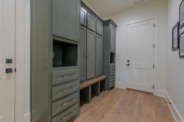 4941 Lake Vista Dr, Benton, AR 72019 - mudroom featuring light wood-style flooring, visible vents, and baseboards