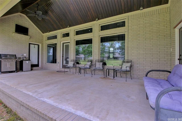 2780 Shoemaker Rd, Sheridan, AR 72150 - view of patio with grilling area and a ceiling fan