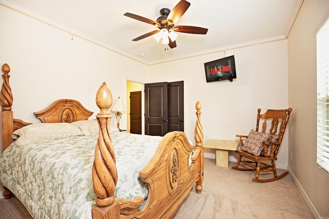 2780 Shoemaker Rd, Sheridan, AR 72150 - bedroom featuring crown molding, carpet flooring, baseboards, and multiple windows
