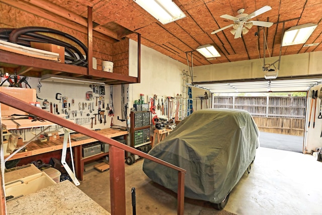2780 Shoemaker Rd, Sheridan, AR 72150 - garage with ceiling fan