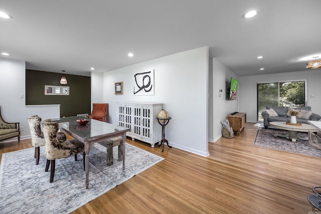 4305 Arlington Dr, North Little Rock, AR 72116 - dining area with recessed lighting, wood finished floors, and baseboards