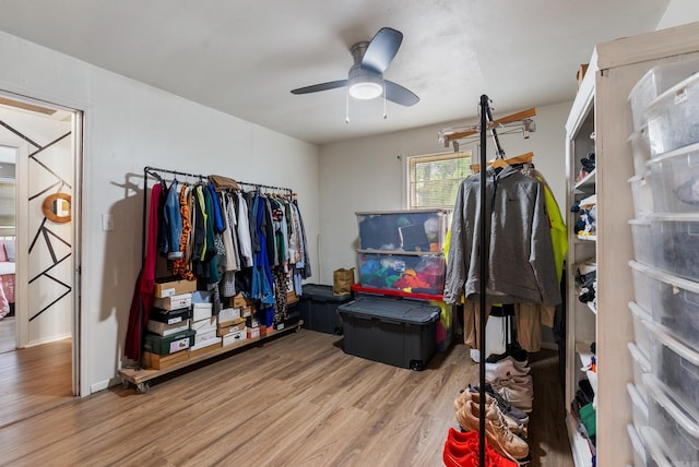 7803 Ascension Rd, Little Rock, AR 72204 - walk in closet featuring wood finished floors and a ceiling fan
