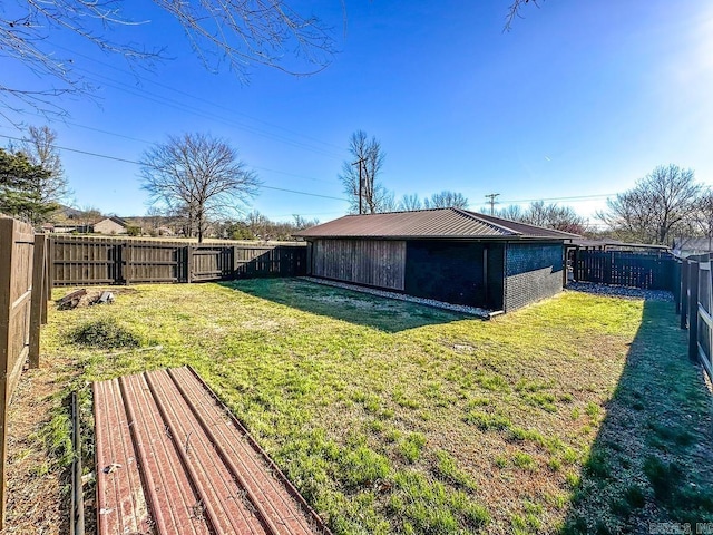 view of yard featuring a fenced backyard