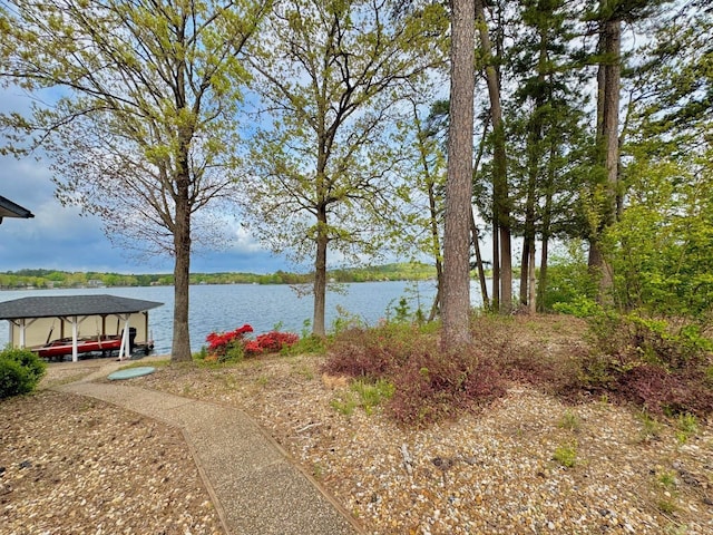 water view with a boat dock