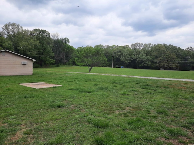 view of yard featuring a wooded view