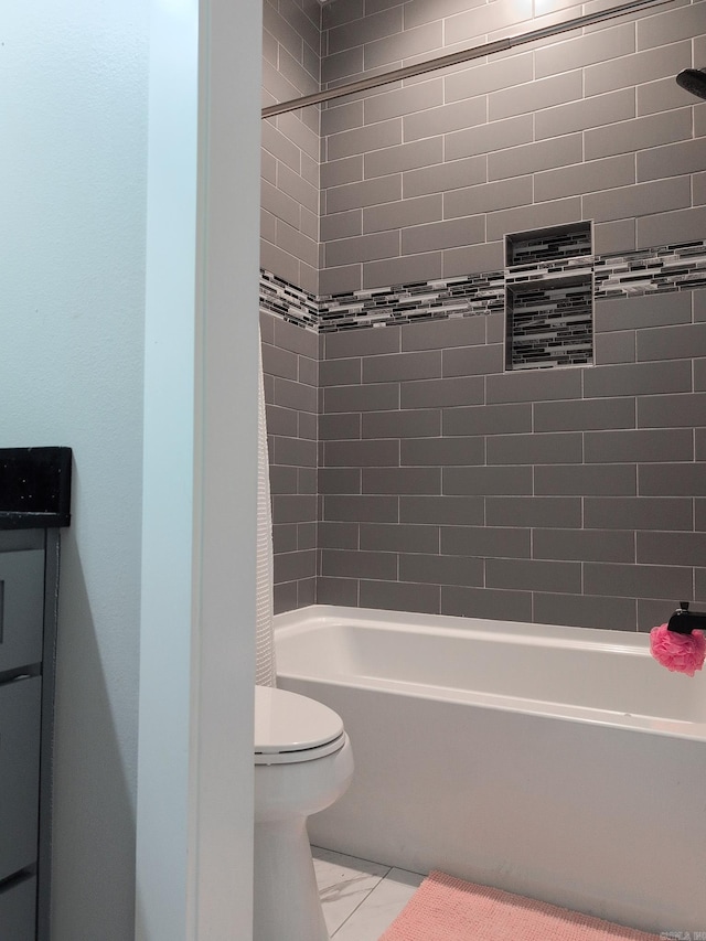 157 Manitou Dr, Maumelle, AR 72113 - full bath featuring marble finish floor, washtub / shower combination, and toilet