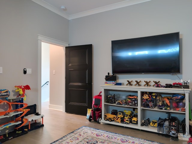 157 Manitou Dr, Maumelle, AR 72113 - rec room with ornamental molding and wood finished floors