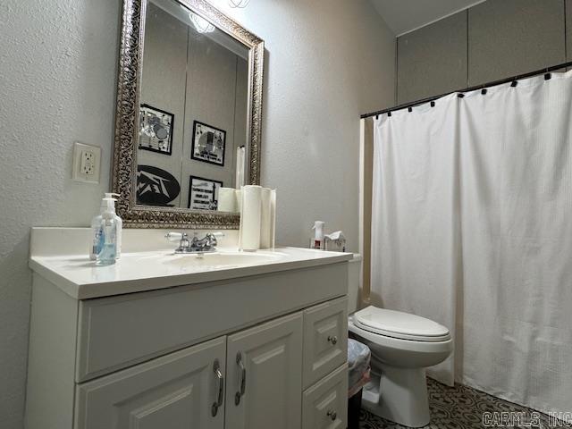 107 N Marr St, Pocahontas, AR 72455 - bathroom with toilet, a textured wall, and vanity