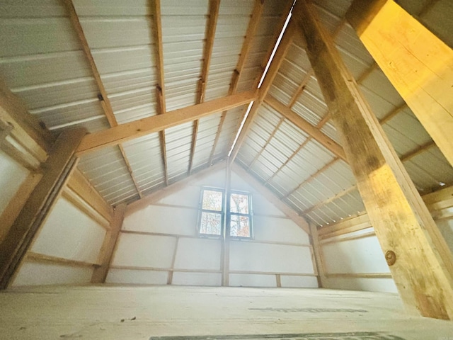 view of unfinished attic
