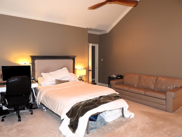 22 Talais Dr, Little Rock, AR 72223 - bedroom featuring vaulted ceiling, carpet, ceiling fan, and crown molding