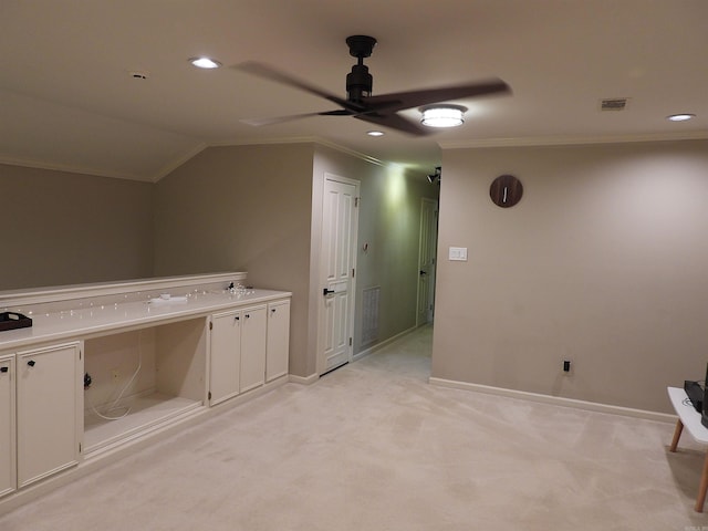 22 Talais Dr, Little Rock, AR 72223 - interior space featuring ceiling fan, light carpet, visible vents, and baseboards