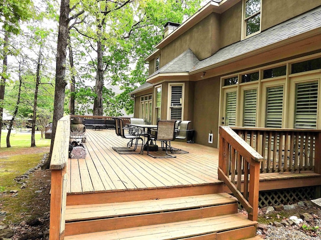 22 Talais Dr, Little Rock, AR 72223 - wooden terrace featuring outdoor dining area