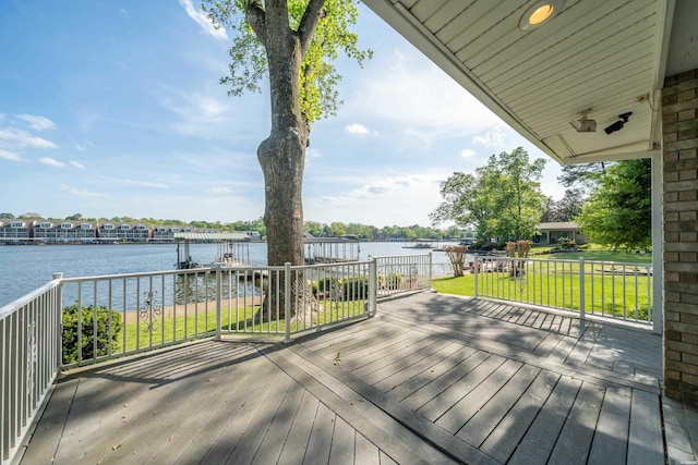 118 Grandview Dr, Hot Springs, AR 71913 - wooden terrace featuring a lawn and a water view