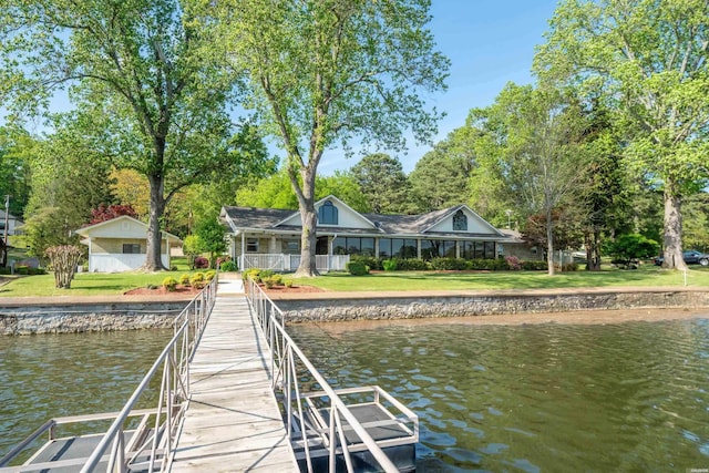 118 Grandview Dr, Hot Springs, AR 71913 - view of dock featuring a yard and a water view